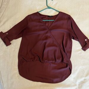 West Kei Maroon Wrap Blouse